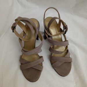 Stuart Weitzman Gray Suede Strappy Sandals Heels 8M